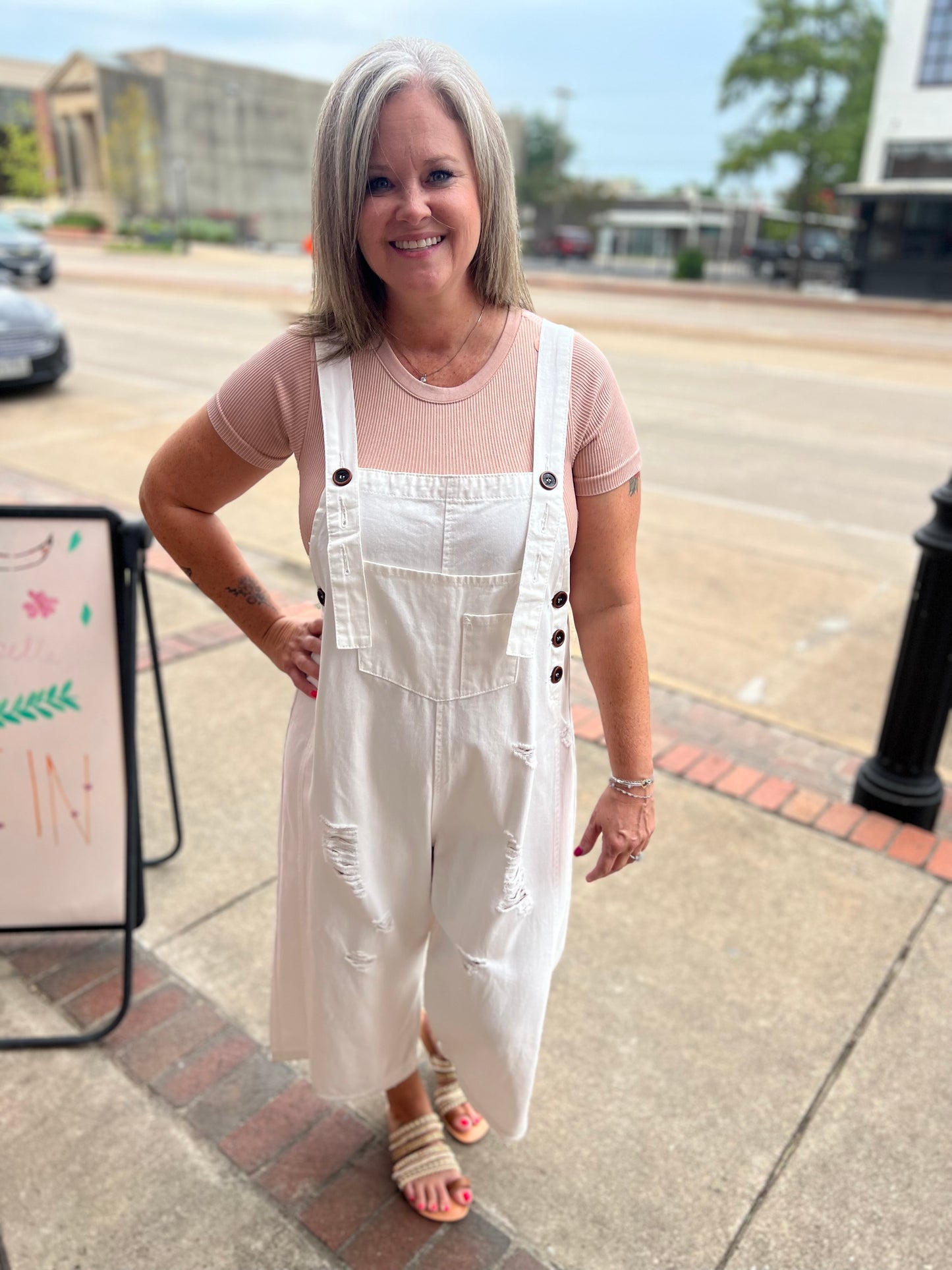 High Hopes Baggy Overalls in White