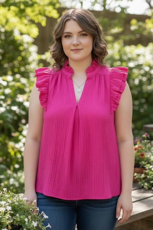 FUCHSIA FRILLS BLOUSE
