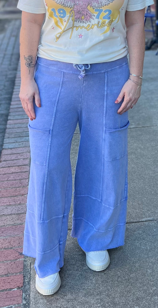 Misty Blue Terry Knit Pants