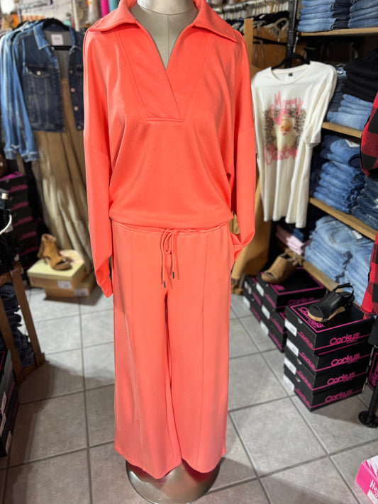 Luxury Salmon Sweatshirt Set Top