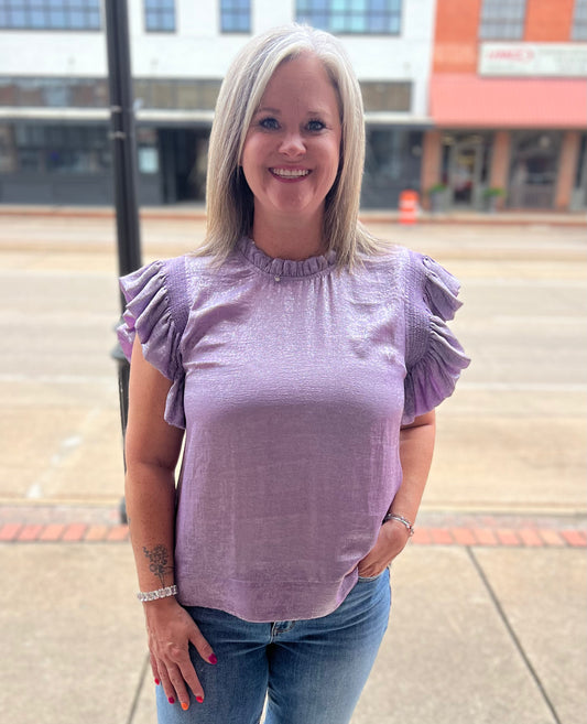 Mindy Metallic Lavender Top