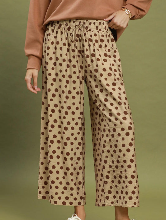 Love A Latte Polka Dot Wide Leg Pants