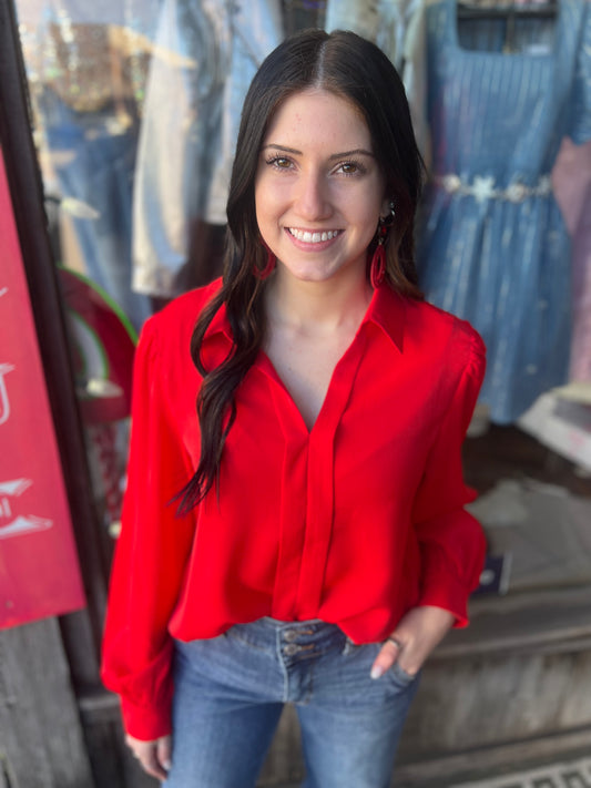 Coleen Red Collared Top