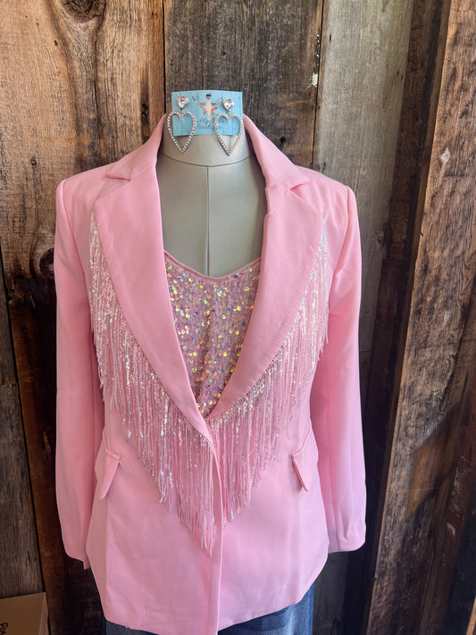 Texas Twist Sequin Fringe Blazer