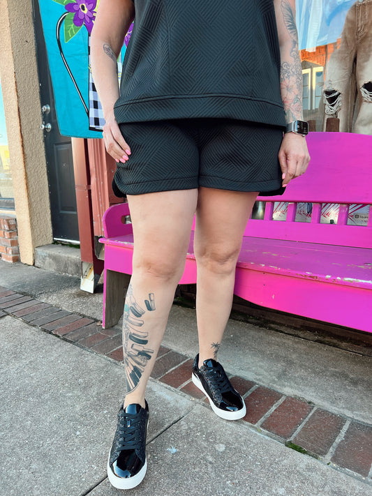 Everly Textured Shorts with Pockets