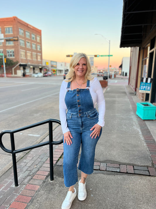 Judy Blue Cropped Wide Leg Overalls