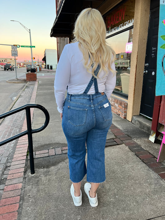 Judy Blue Cropped Wide Leg Overalls