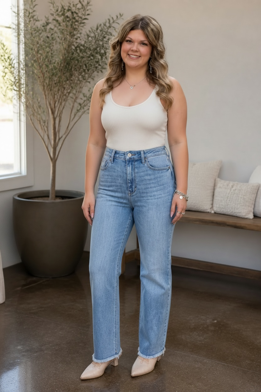 JUDY BLUE  BECK BOOTCUT FRAY HEM HW
