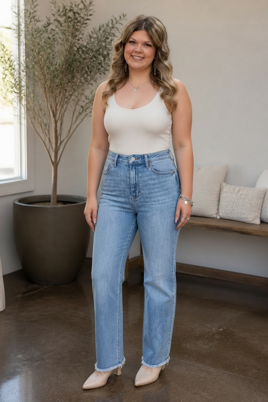 JUDY BLUE  BECK BOOTCUT FRAY HEM HW