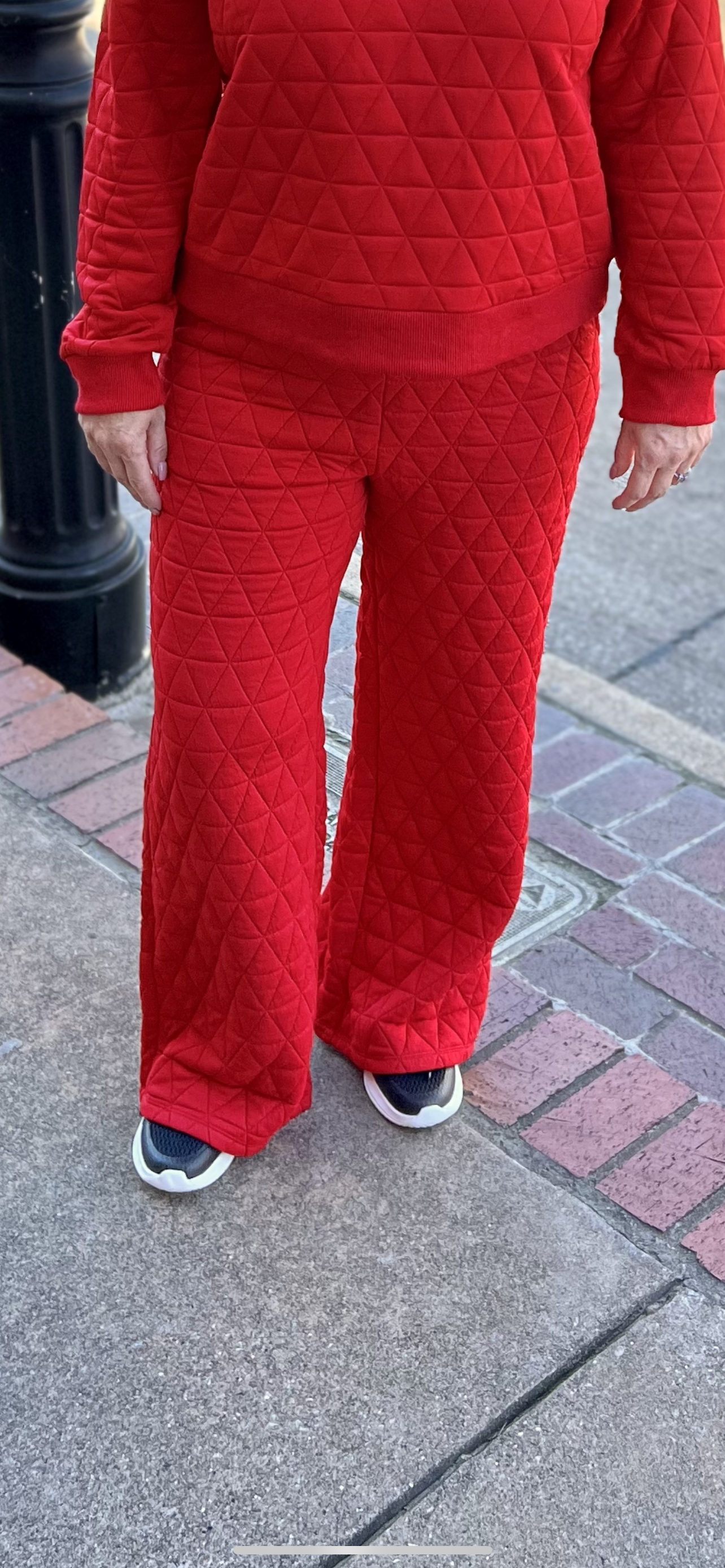 Red Textured Pants