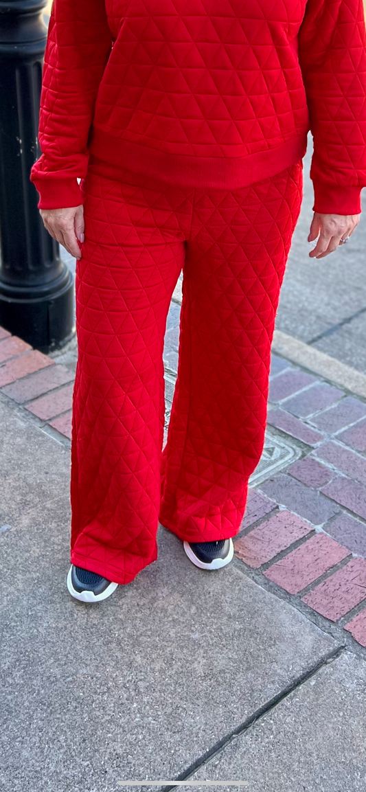 Red Textured Pants