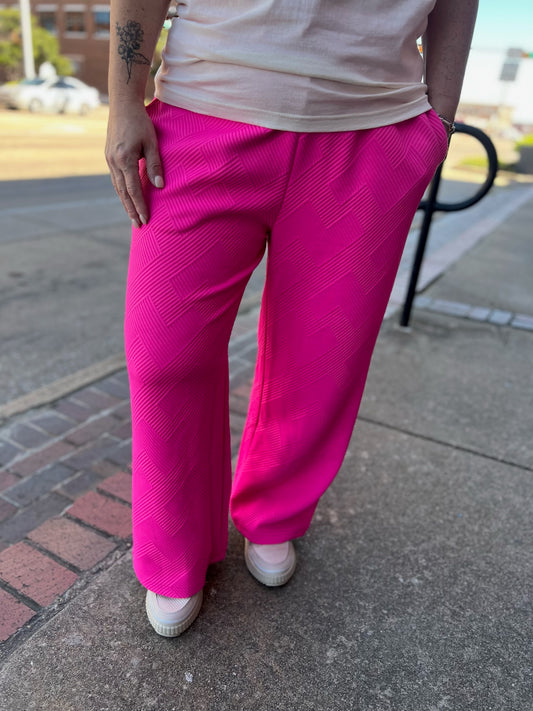 Pink Textured Pants