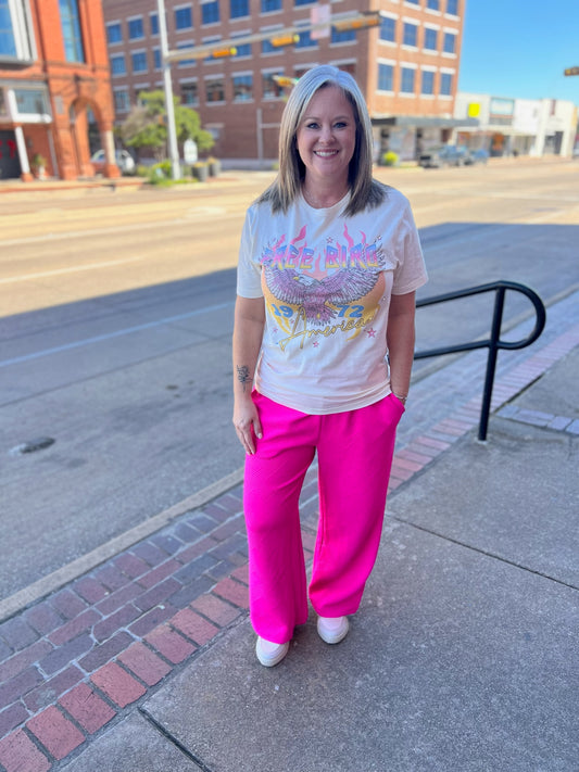 Pink Textured Pants