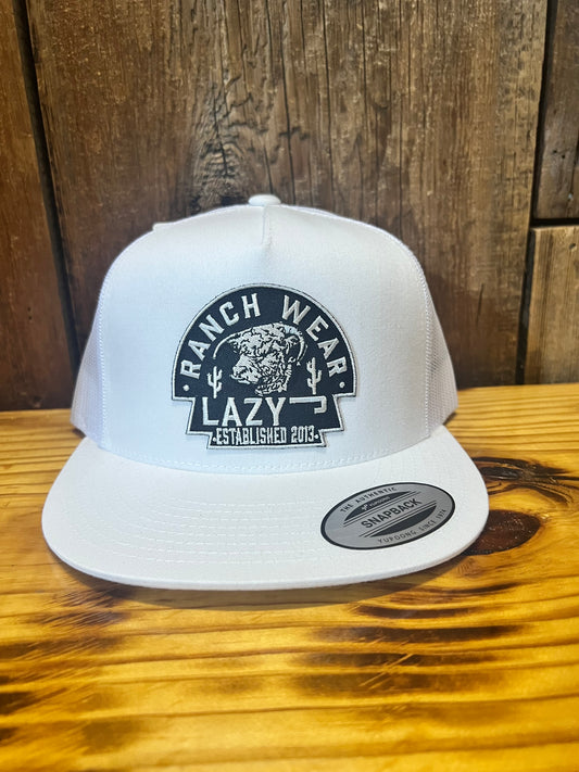 Lazy J White Hat With Black Arrowhead