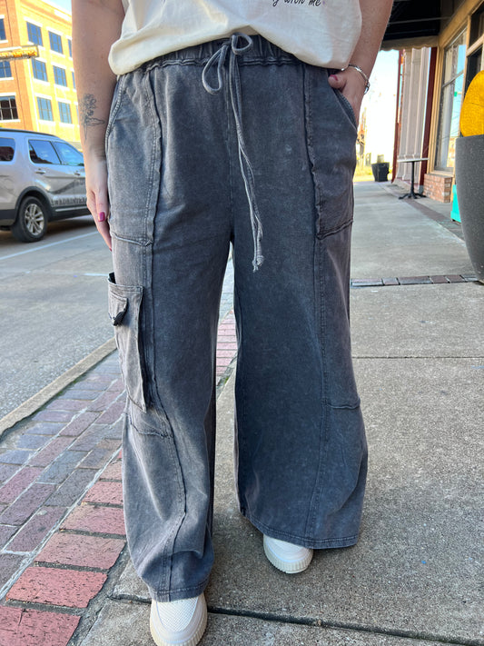 Mineral Washed Smoke Terry Knit Pant