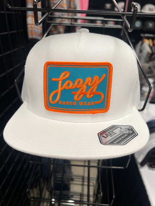 Lazy J Ranch White Teal Breakaway Patch Hat