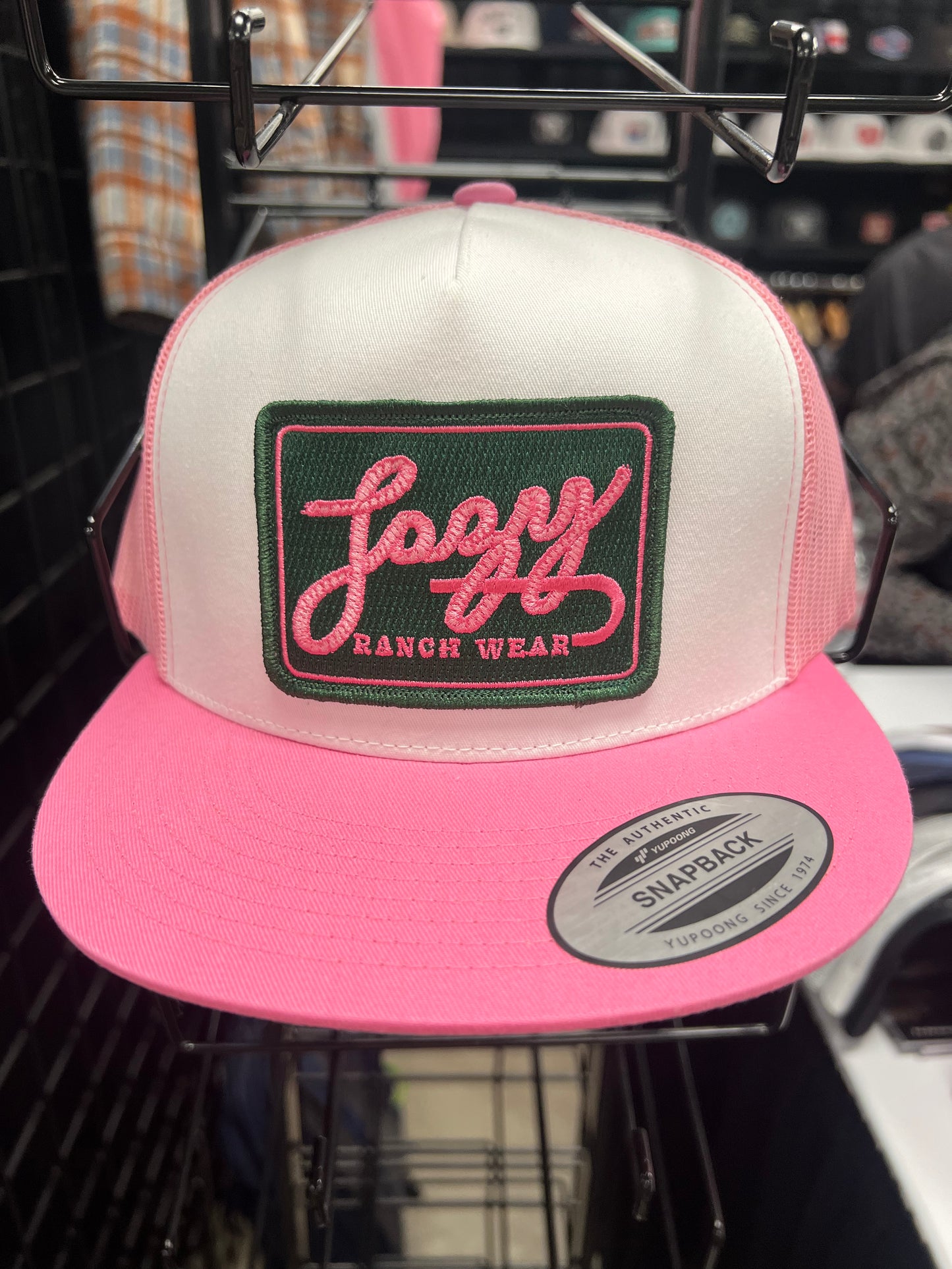 Lazy J Ranch White Pink Breakaway Patch Hat