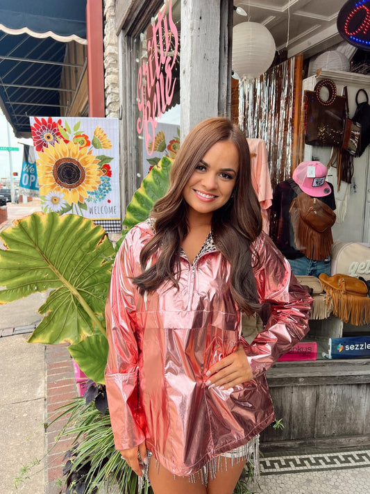 Barbie Rain Jacket Leopard Metallic Pink