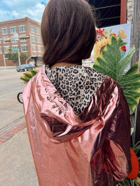 Barbie Rain Jacket Leopard Metallic Pink