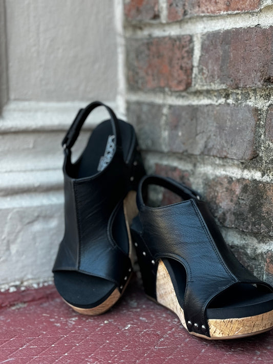 Corkys Tiffanee Black Wedges