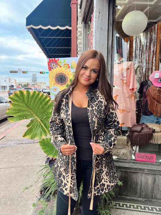 LEOPARD MINI TRENCH COAT