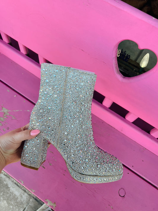 Corkys Bussin Clear Rhinestone Platform Boots