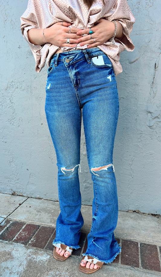 Miranda Criss Cross Flare Jeans