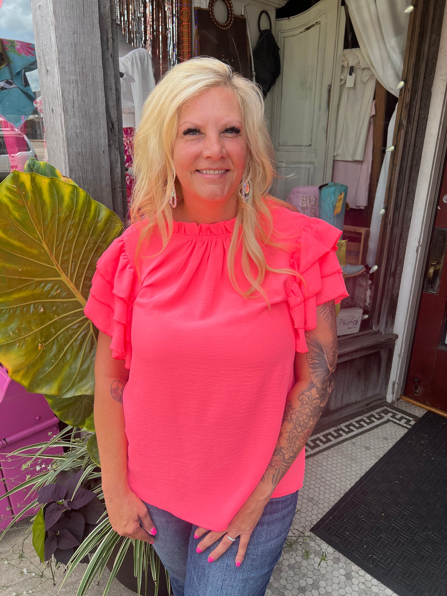 Layla Top in Neon Pink