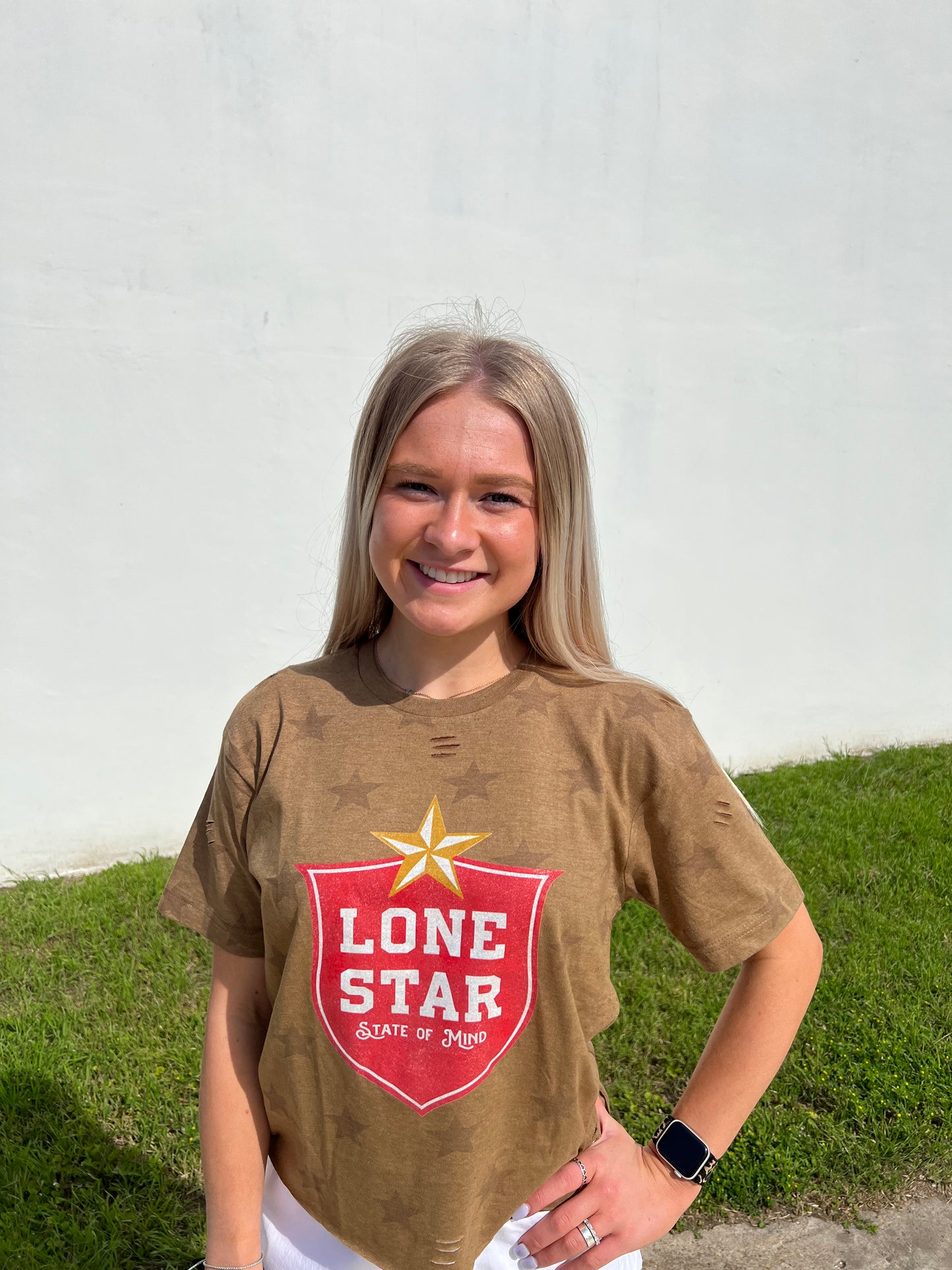Lone star Cropped Distressed Tee