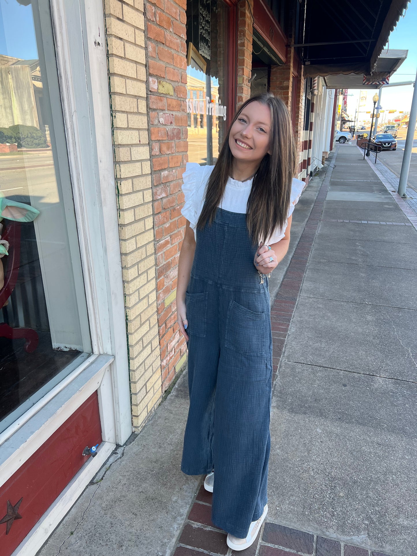 Faded Denim Here I am Overalls