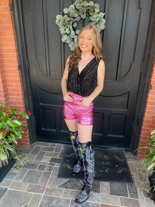 Rachel Black Sequin BodySuit