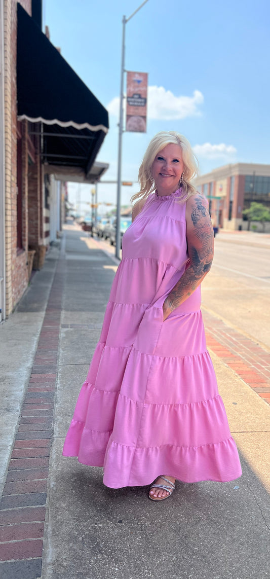 Pink Halter Maxi Dress