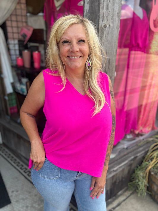 Hot Pink Sleeveless Top