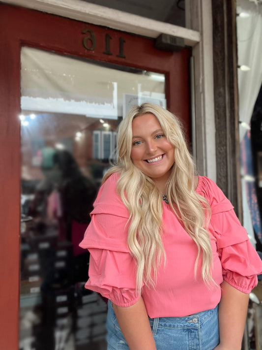 Pink Bubble Sleeve Top