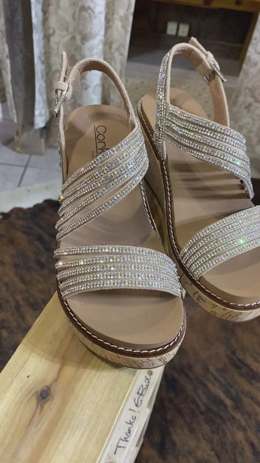 CORKYS RHINESTONE ABOUT LAST NIGHT WEDGES