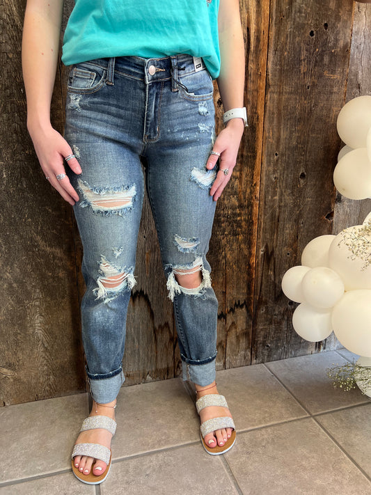 Judy Blue New Bleach Splash Boyfriend Jeans