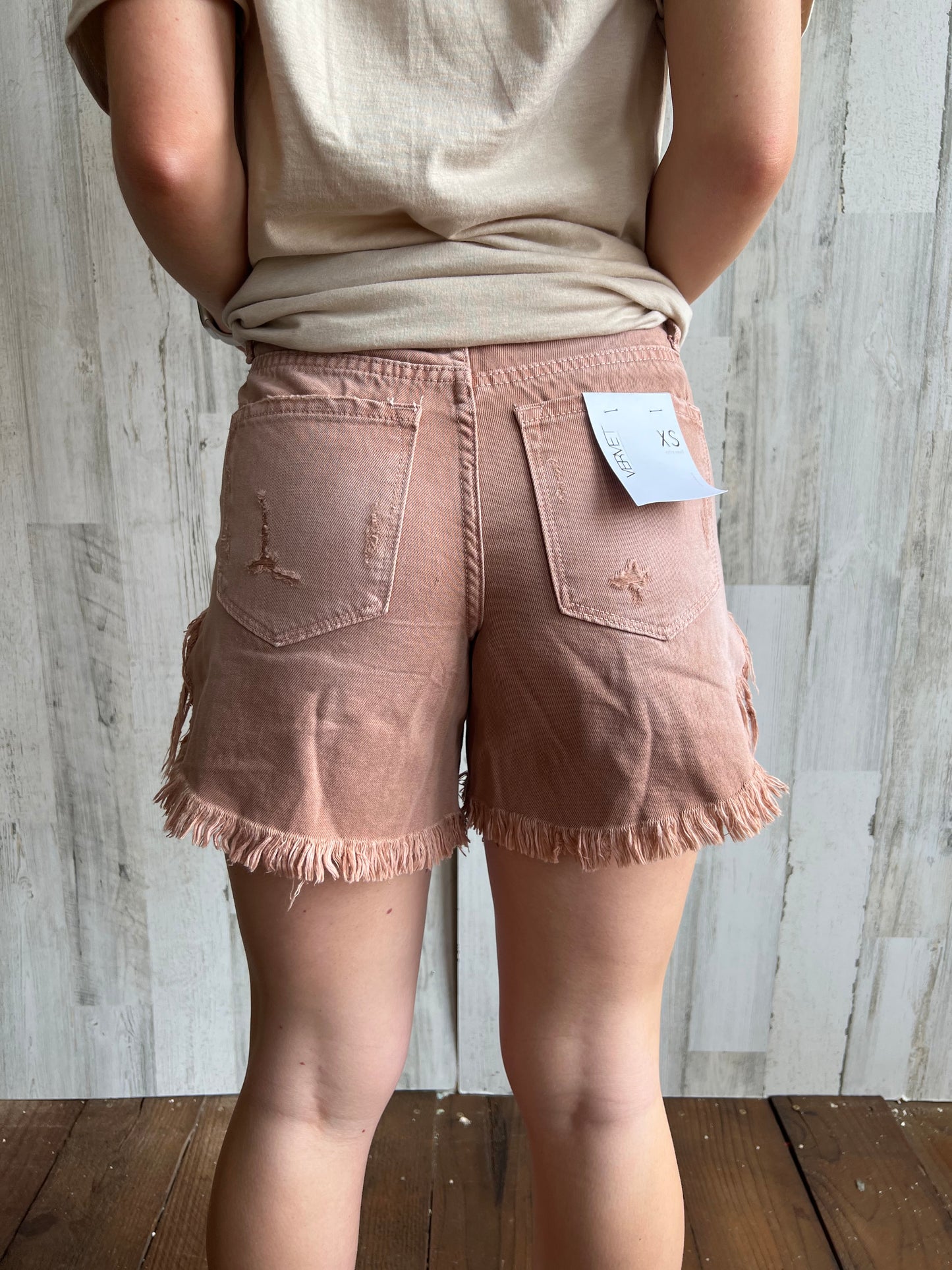 Vervet Distressed Shorts in Tan