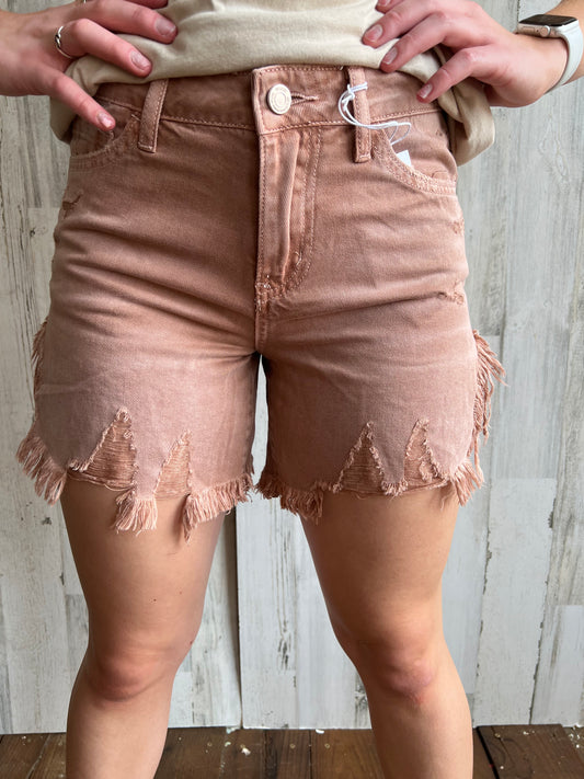 Vervet Distressed Shorts in Tan