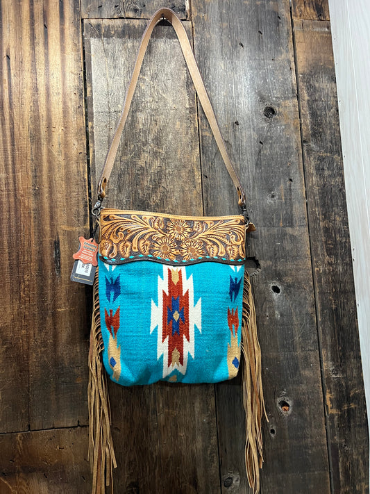 American Darling Blue Saddle Blanket Large Crossbody