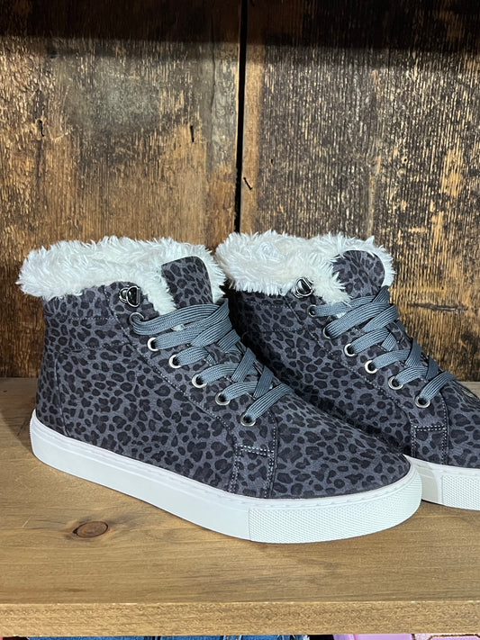 Grey Leopard Fur Sneaker