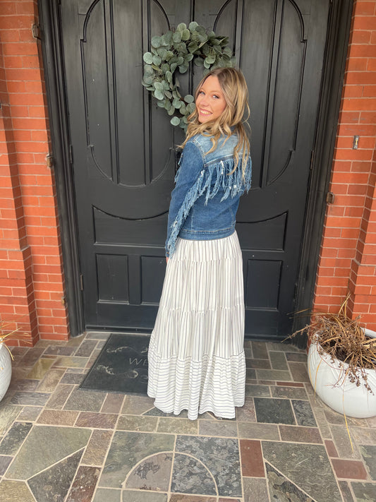 Judy Blue Denim Fringe Jacket