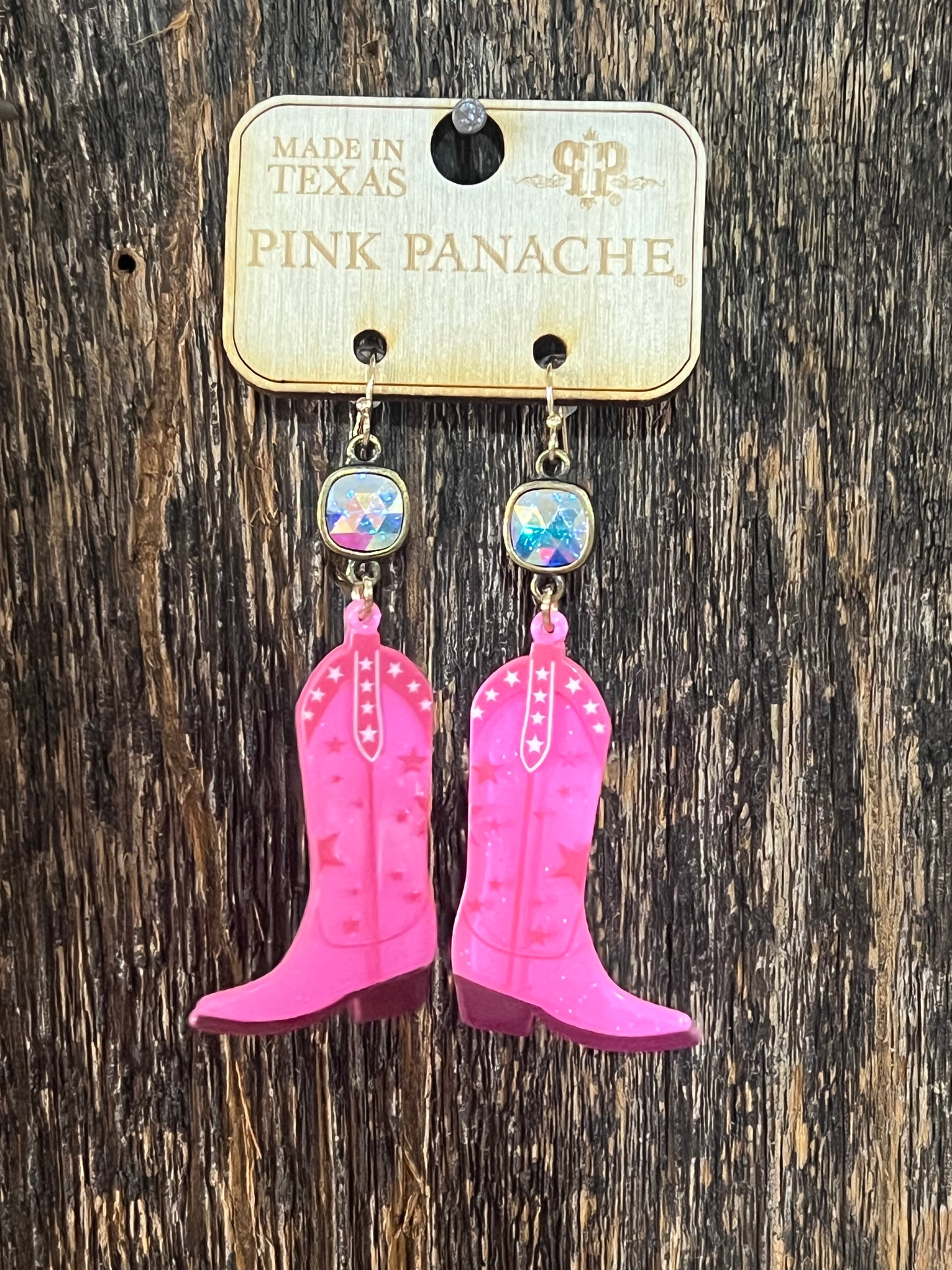 Pink panache Cowboy boot earrings