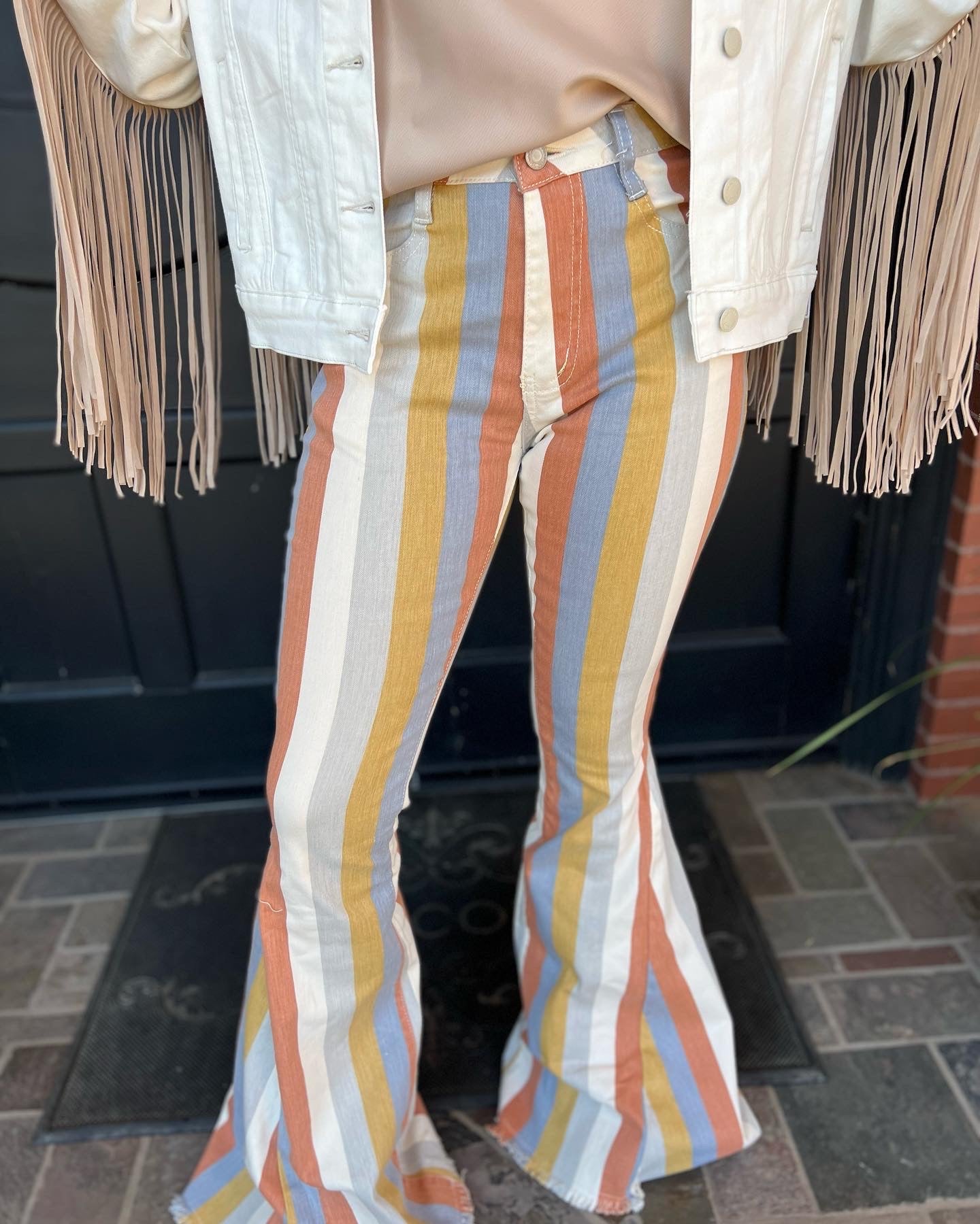Mustard and Rust Striped Flares