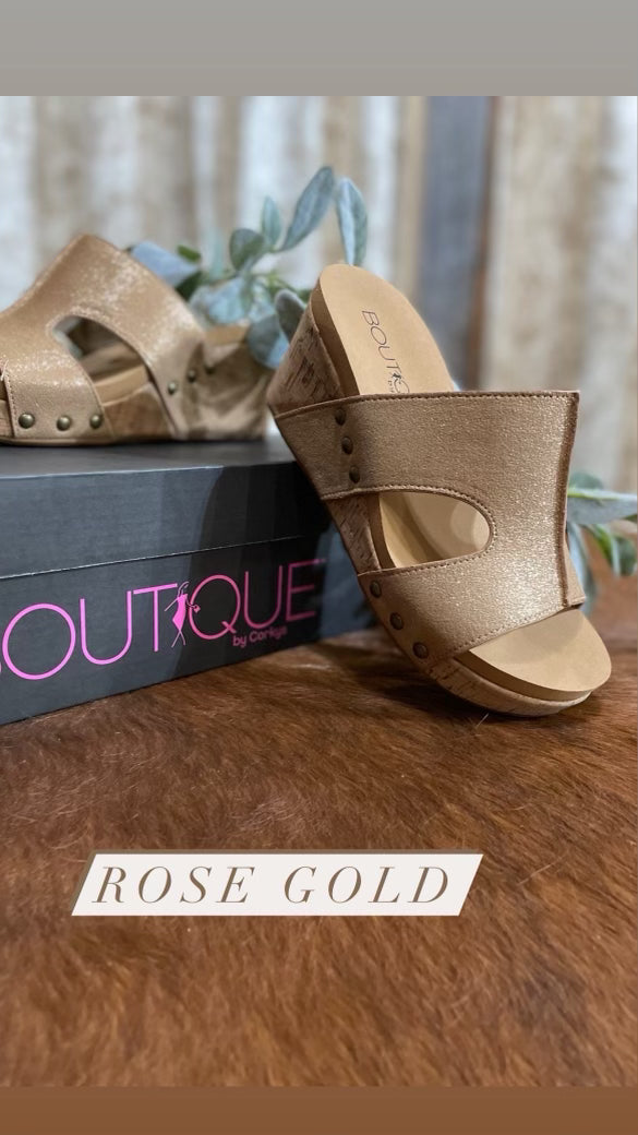 Corkys Rose Gold Oasis Wedges