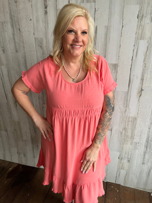 Pink Cora Linen Dress