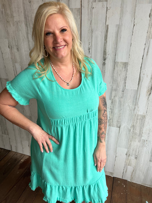 Emerald Cora Linen Dress