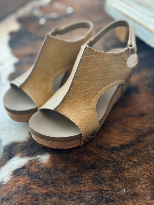 Corkys Smooth Taupe Carley Wedges