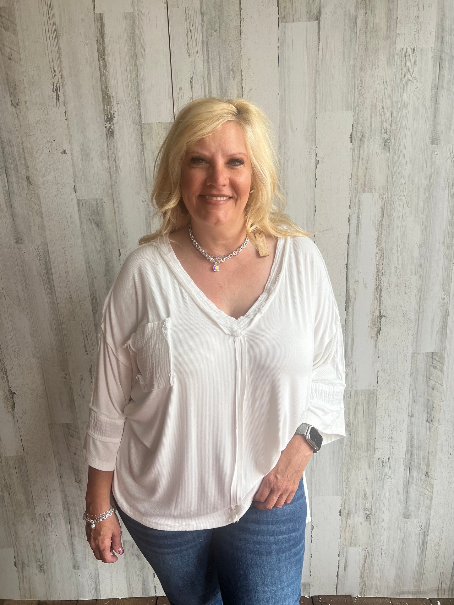White Tunic Top With Pocket