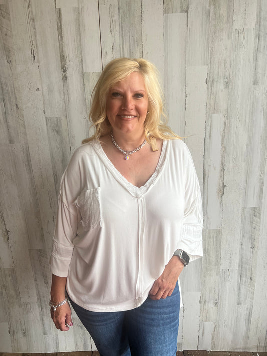 White Tunic Top With Pocket