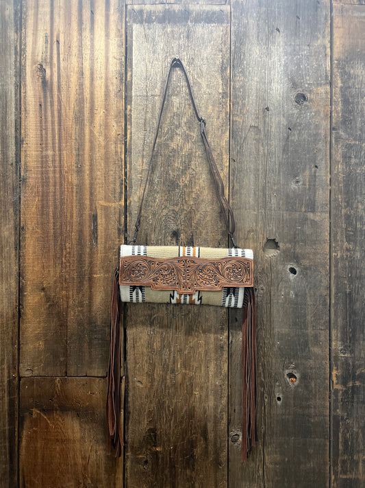 American Darling Small Tan Saddle Blanket Purse with Leather Flap